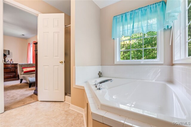 5841 Tuskwillow Dr, Richmond, VA 23832 - full bathroom with baseboards, a bath, and a stall shower