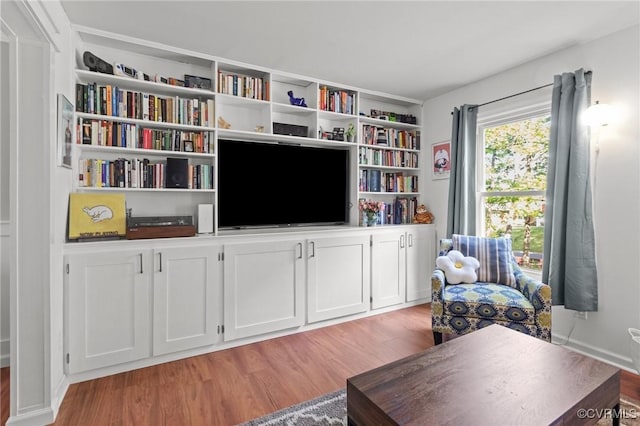 living area featuring light wood-style flooring