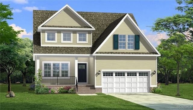 8501 Chimney Rock Dr, Mechanicsville, VA 23116 - craftsman-style house featuring a garage, a porch, driveway, and a front yard
