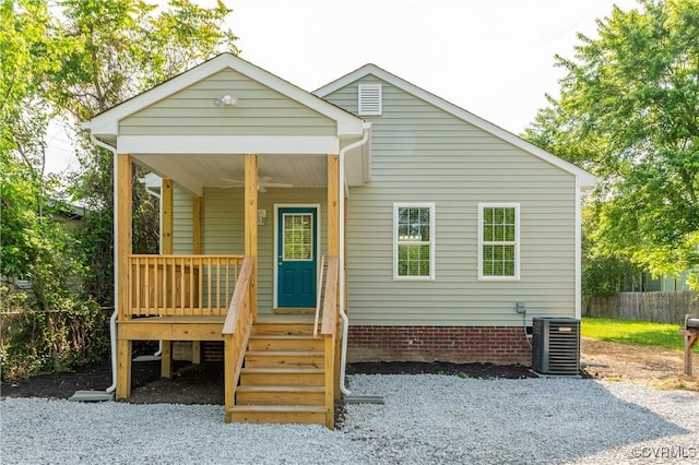 1217 Darbytown Rd, Richmond, VA 23231 - view of front of home featuring a porch, fence, ceiling fan, and cooling unit