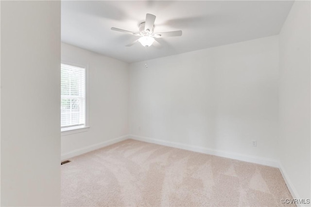 1217 Darbytown Rd, Richmond, VA 23231 - empty room with baseboards, ceiling fan, visible vents, and light colored carpet
