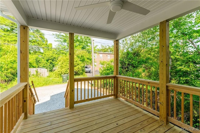 1217 Darbytown Rd, Richmond, VA 23231 - wooden deck featuring a ceiling fan