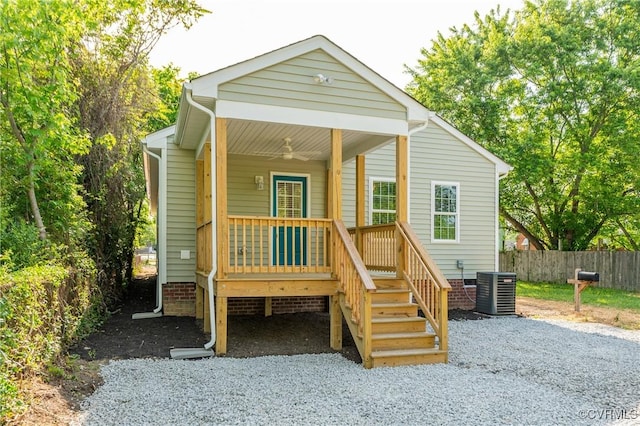 1217 Darbytown Rd, Richmond, VA 23231 - exterior space with fence, stairs, crawl space, central AC unit, and a ceiling fan