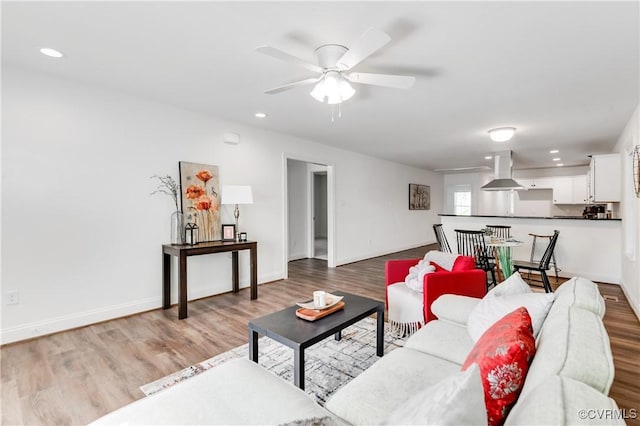 1217 Darbytown Rd, Richmond, VA 23231 - living room with baseboards, ceiling fan, recessed lighting, and wood finished floors