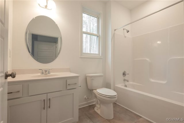 6081 Brickshire Dr, Providence Forge, VA 23140 - full bathroom with tile patterned flooring, vanity, toilet, baseboards, and shower / tub combination