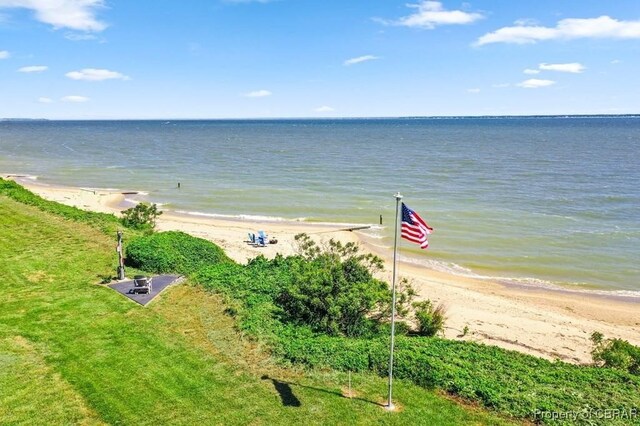 property view of water featuring a view of the beach