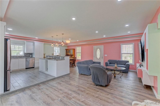 343 Liberty Rd, Buckingham, VA 23123 - living area featuring light wood-style flooring, recessed lighting, healthy amount of natural light, and baseboards