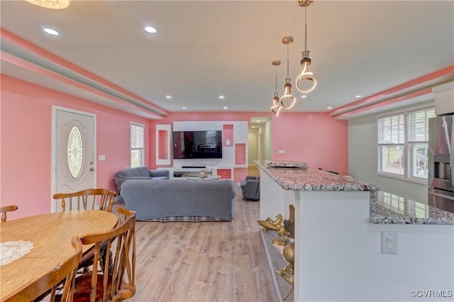 343 Liberty Rd, Buckingham, VA 23123 - dining room with light wood finished floors and recessed lighting