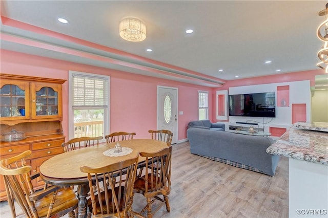 343 Liberty Rd, Buckingham, VA 23123 - dining area featuring light wood finished floors and recessed lighting