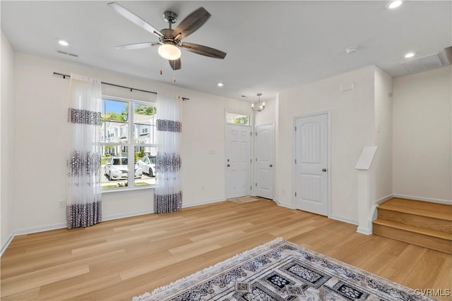 925 Scott Commons Ln, Henrico, VA 23227 - unfurnished room with visible vents, wood finished floors, baseboards, ceiling fan, and recessed lighting