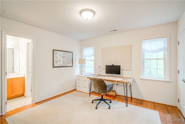 office featuring light wood-style flooring
