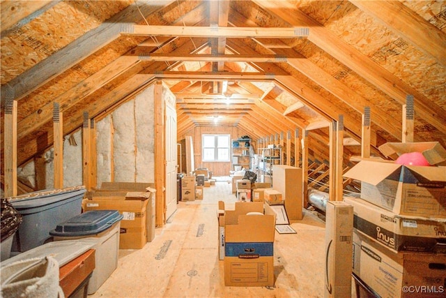 view of unfinished attic