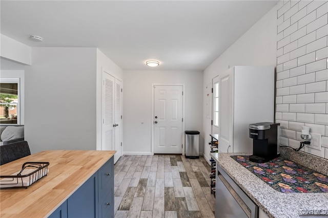 entryway featuring baseboards, a wealth of natural light, and light wood-type flooring