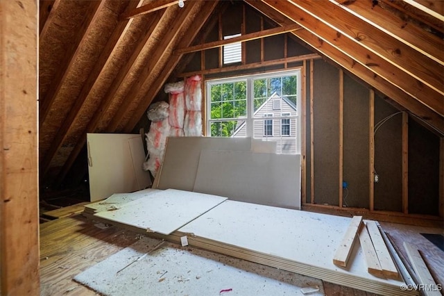 view of unfinished attic