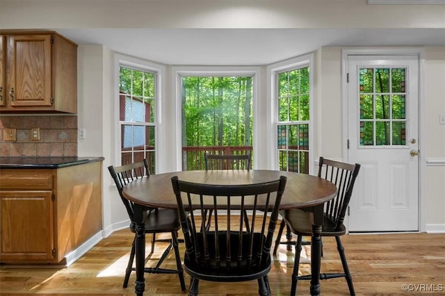 dining room featuring baseboards and light wood finished floors