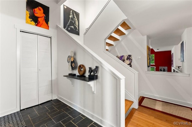 stairs with baseboards