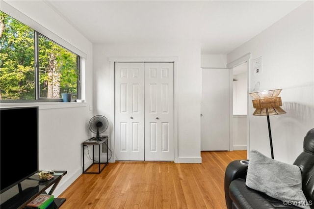 living area with light wood finished floors
