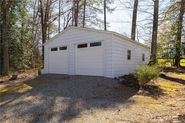 view of detached garage