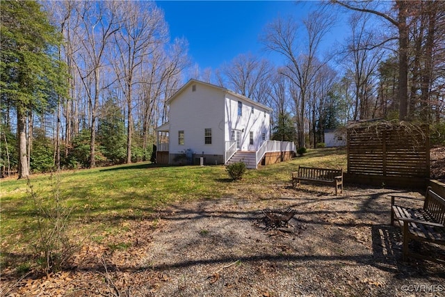 view of yard with a wooden deck