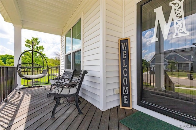 deck with covered porch