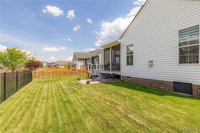 view of yard with a fenced backyard and a patio