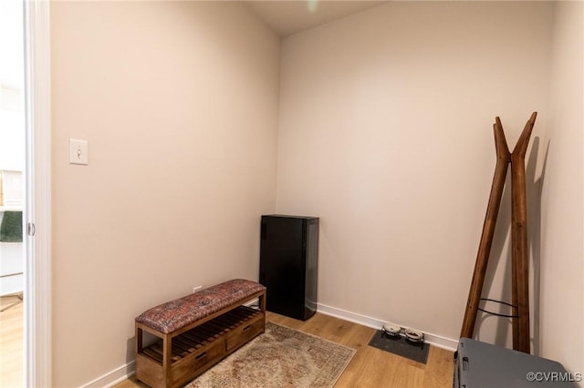 interior space with baseboards and wood finished floors