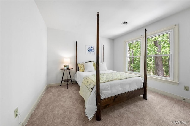 bedroom with carpet floors and baseboards