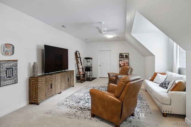 2951 W Maple Grove Ln, Powhatan, VA 23139 - living area with ceiling fan, light colored carpet, and baseboards