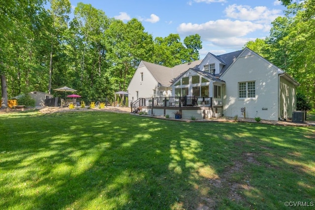 2951 W Maple Grove Ln, Powhatan, VA 23139 - rear view of house with a lawn and a deck