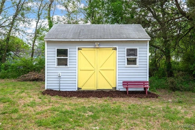 view of shed