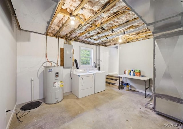 112 Webster Rd, Sandston, VA 23150 - basement with water heater, washer and clothes dryer, and electric panel