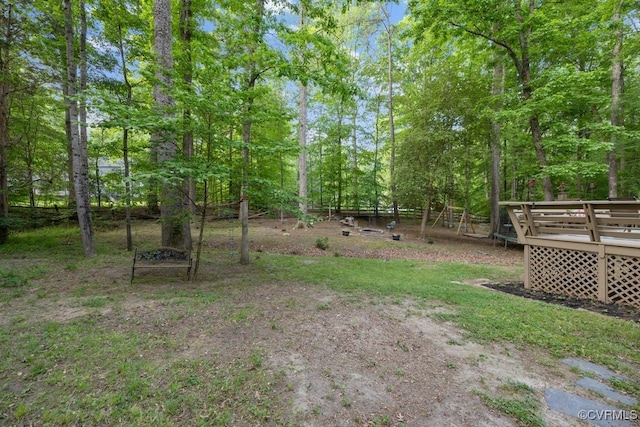 view of yard featuring a deck
