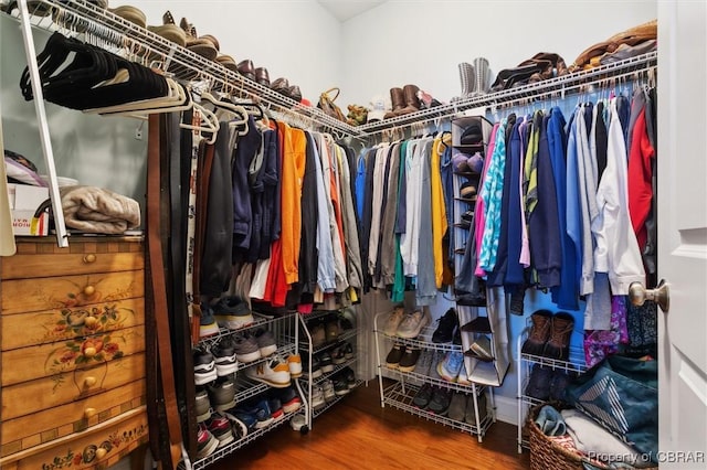 spacious closet with wood finished floors