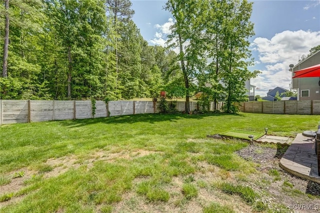 view of yard featuring a fenced backyard