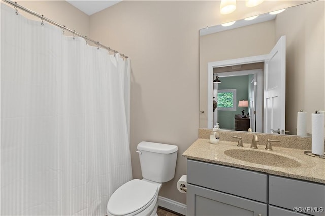 12421 Campbell Rd, Orange, VA 22960 - bathroom with toilet, a shower with curtain, and vanity