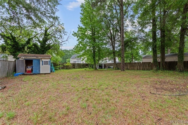view of yard with a storage unit and an outdoor structure