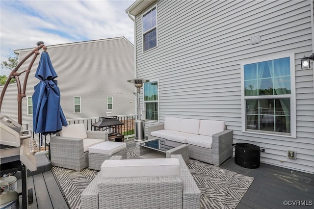 deck featuring an outdoor living space