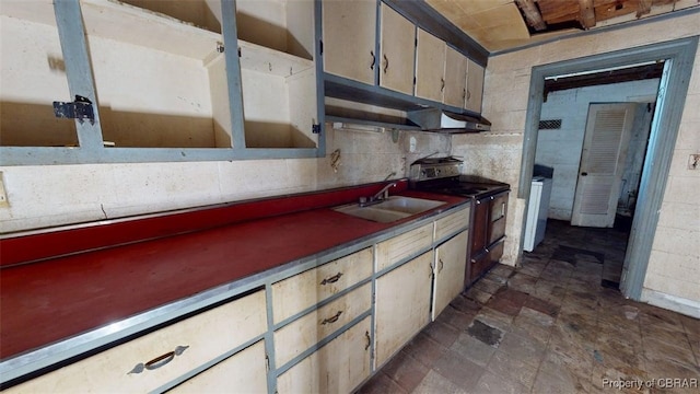 kitchen with electric range and a sink