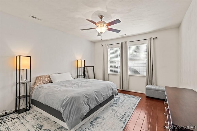 921 Hanson Dr, Newport News, VA 23602 - bedroom featuring visible vents, baseboards, ceiling fan, and wood finished floors