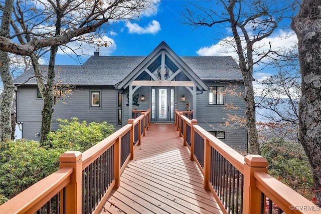 380 Blackrock Cir, Wintergreen, VA 22967 - rear view of house with roof with shingles and a chimney