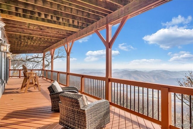 380 Blackrock Cir, Wintergreen, VA 22967 - wooden terrace featuring a mountain view
