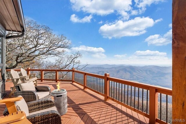 380 Blackrock Cir, Wintergreen, VA 22967 - wooden terrace featuring a mountain view
