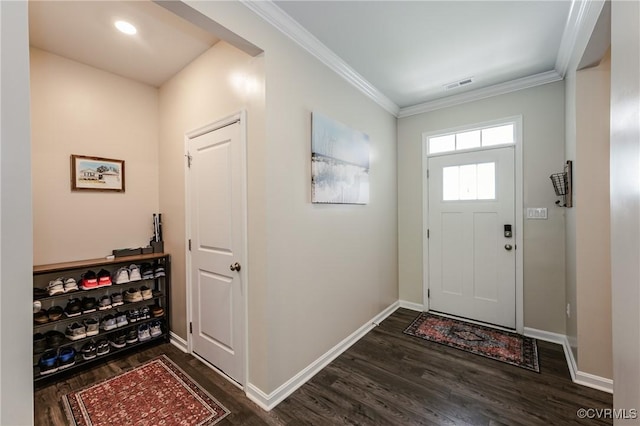 7585 Sedge Dr, New Kent, VA 23124 - foyer with dark wood finished floors and crown molding