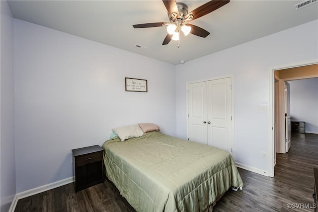 7585 Sedge Dr, New Kent, VA 23124 - bedroom with wood finished floors, a closet, and a ceiling fan