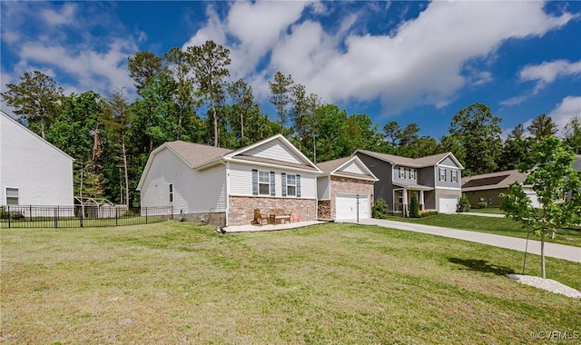 7585 Sedge Dr, New Kent, VA 23124 - view of front of house featuring a garage, stone siding, and concrete driveway