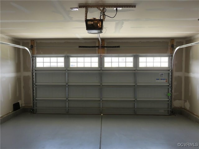 garage with a garage door opener