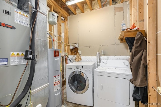 608 Southampton Dr, Ruther Glen, VA 22546 - laundry area with washing machine and clothes dryer, electric water heater, and heating unit