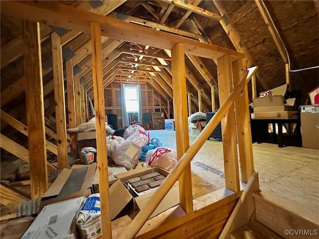 view of unfinished attic
