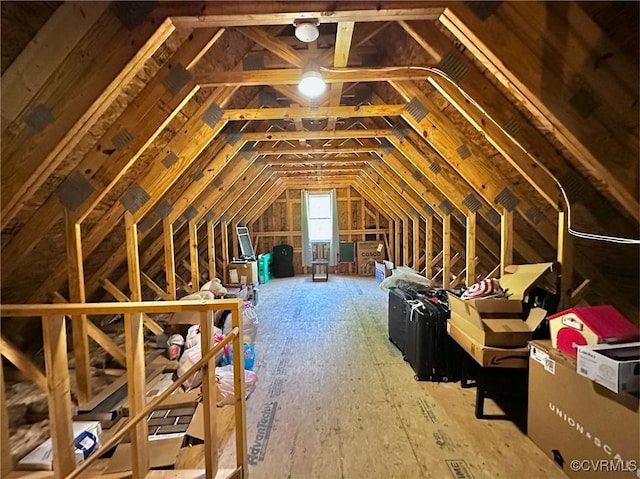 view of unfinished attic