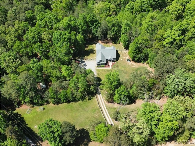 aerial view featuring a forest view